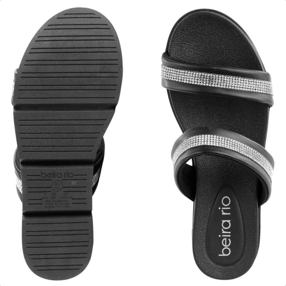 Sandália Beira Rio Plataforma Feminina Preto/Prata 6