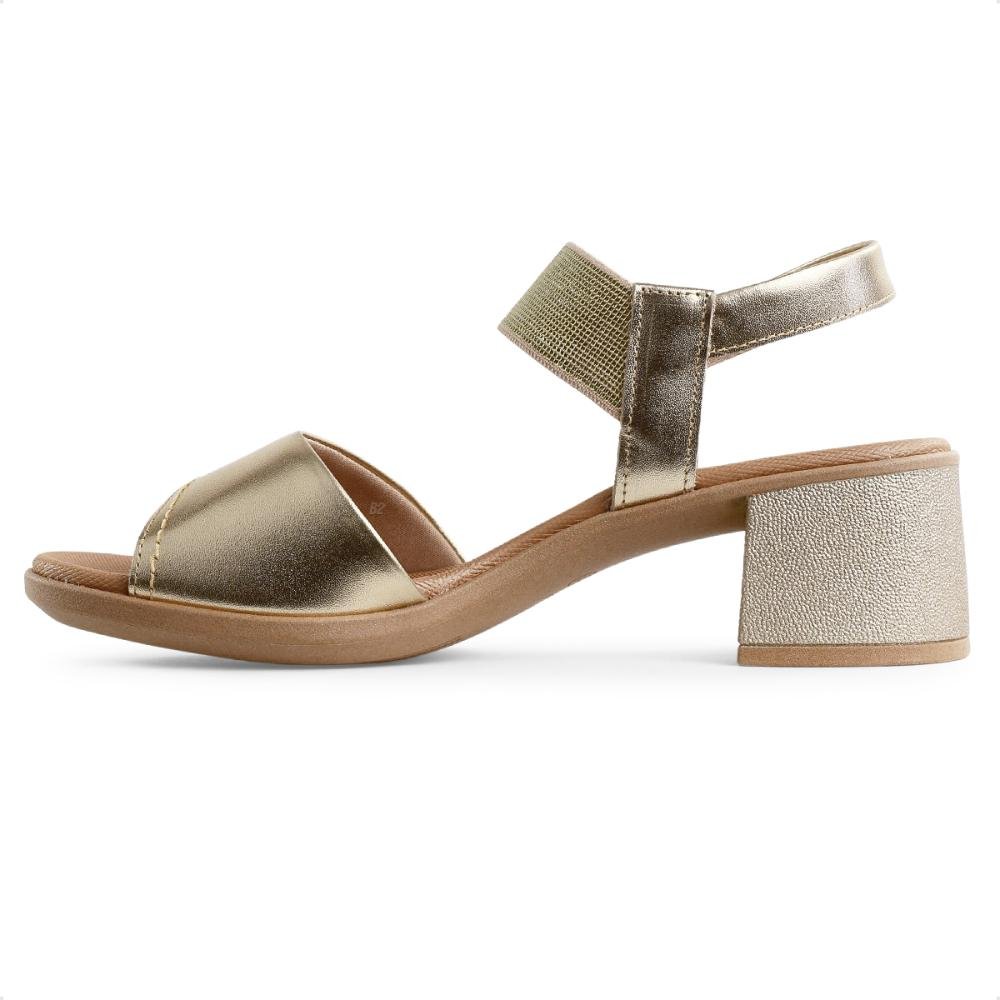 Sandália Usaflex Salto Bloco Tira Elástico Feminina Dourado 2