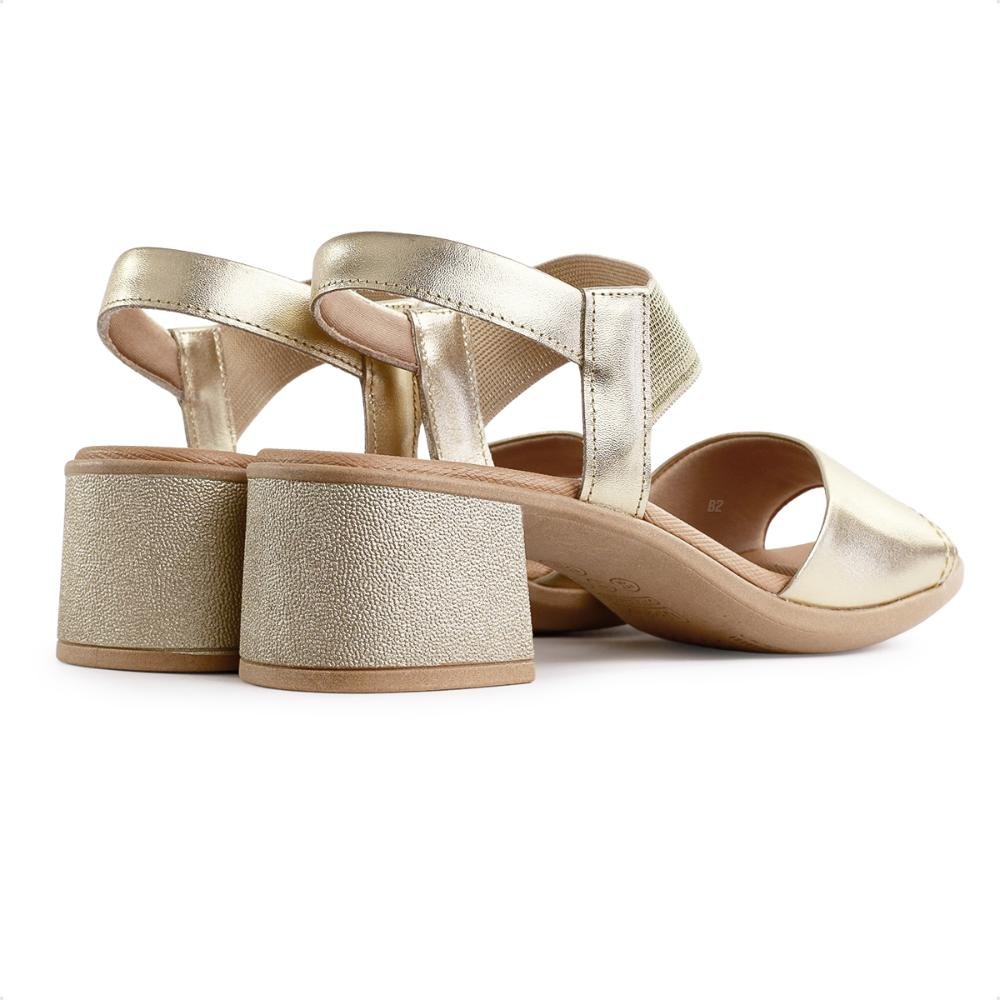 Sandália Usaflex Salto Bloco Tira Elástico Feminina Dourado 5
