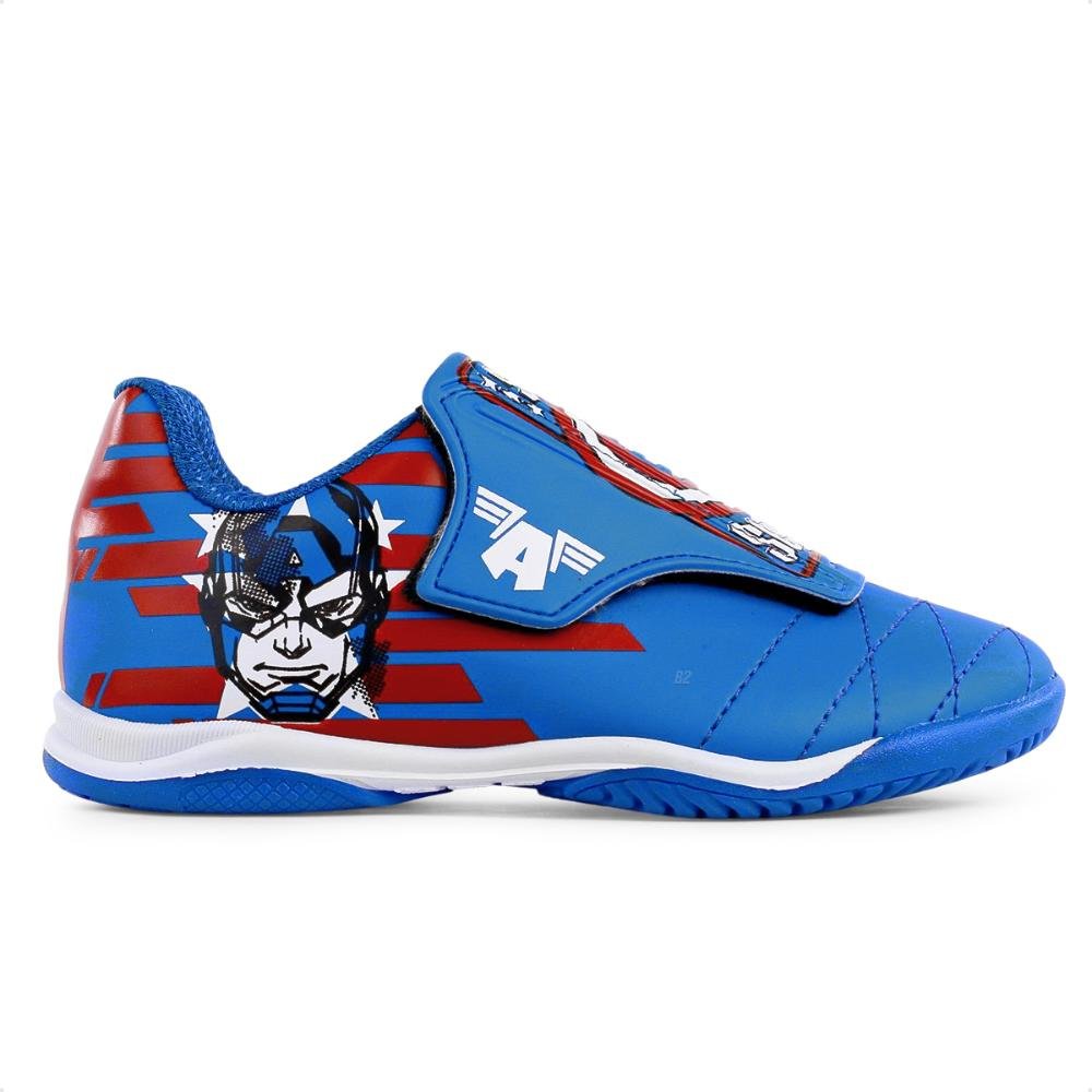 Chuteira Futsal Dray Marvel Original Sem Cadarço Infantil Azul/Vermelho 1
