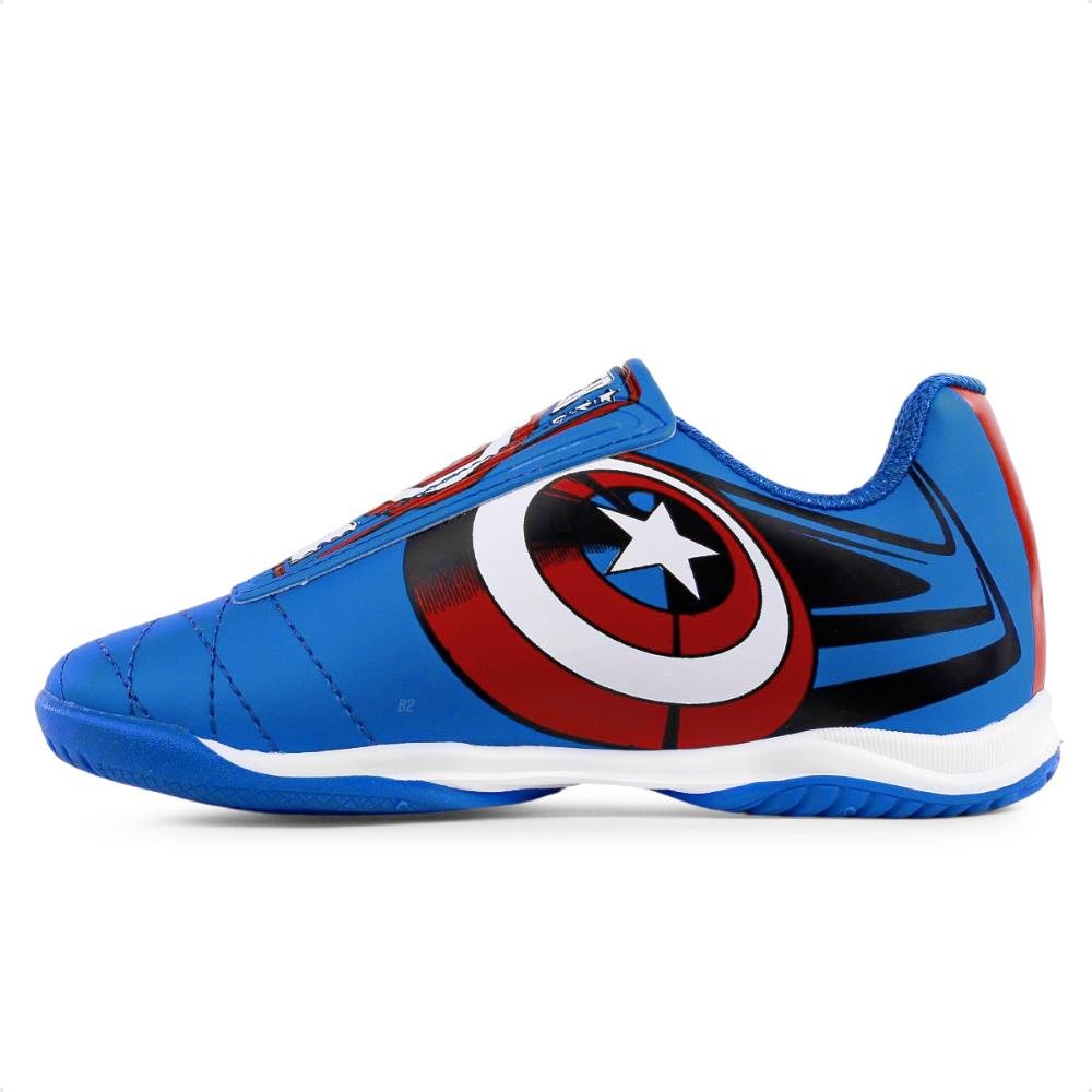 Chuteira Futsal Dray Marvel Original Sem Cadarço Infantil Azul/Vermelho 2