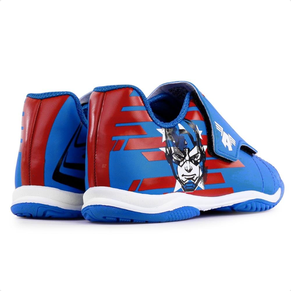 Chuteira Futsal Dray Marvel Original Sem Cadarço Infantil Azul/Vermelho 5