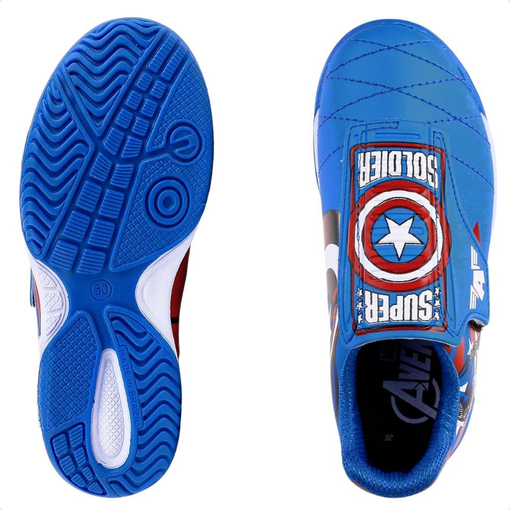 Chuteira Futsal Dray Marvel Original Sem Cadarço Infantil Azul/Vermelho 6