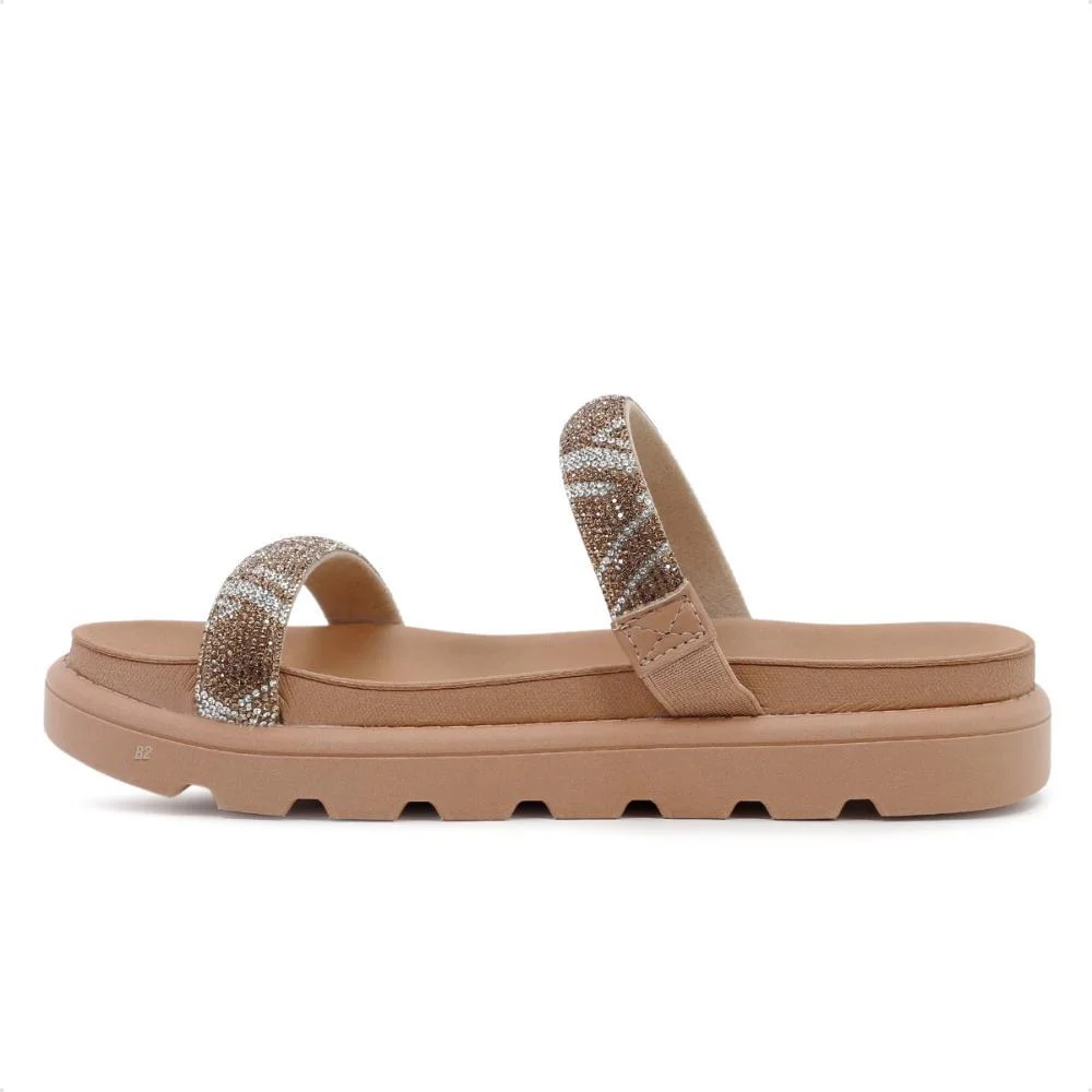 Sandália Papete Vizzano Pronta Strass Feminina Bege 2