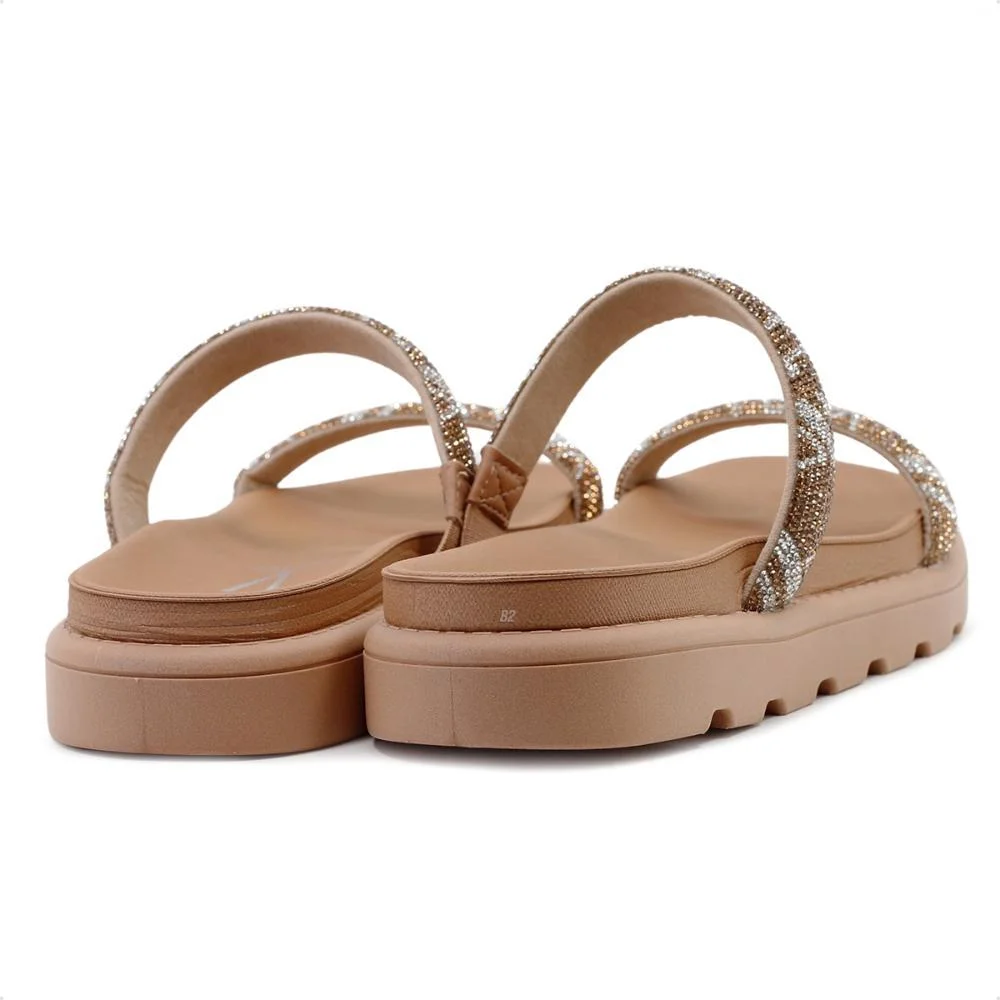 Sandália Papete Vizzano Pronta Strass Feminina Bege 5