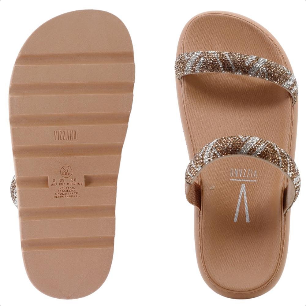 Sandália Papete Vizzano Pronta Strass Feminina Bege 6