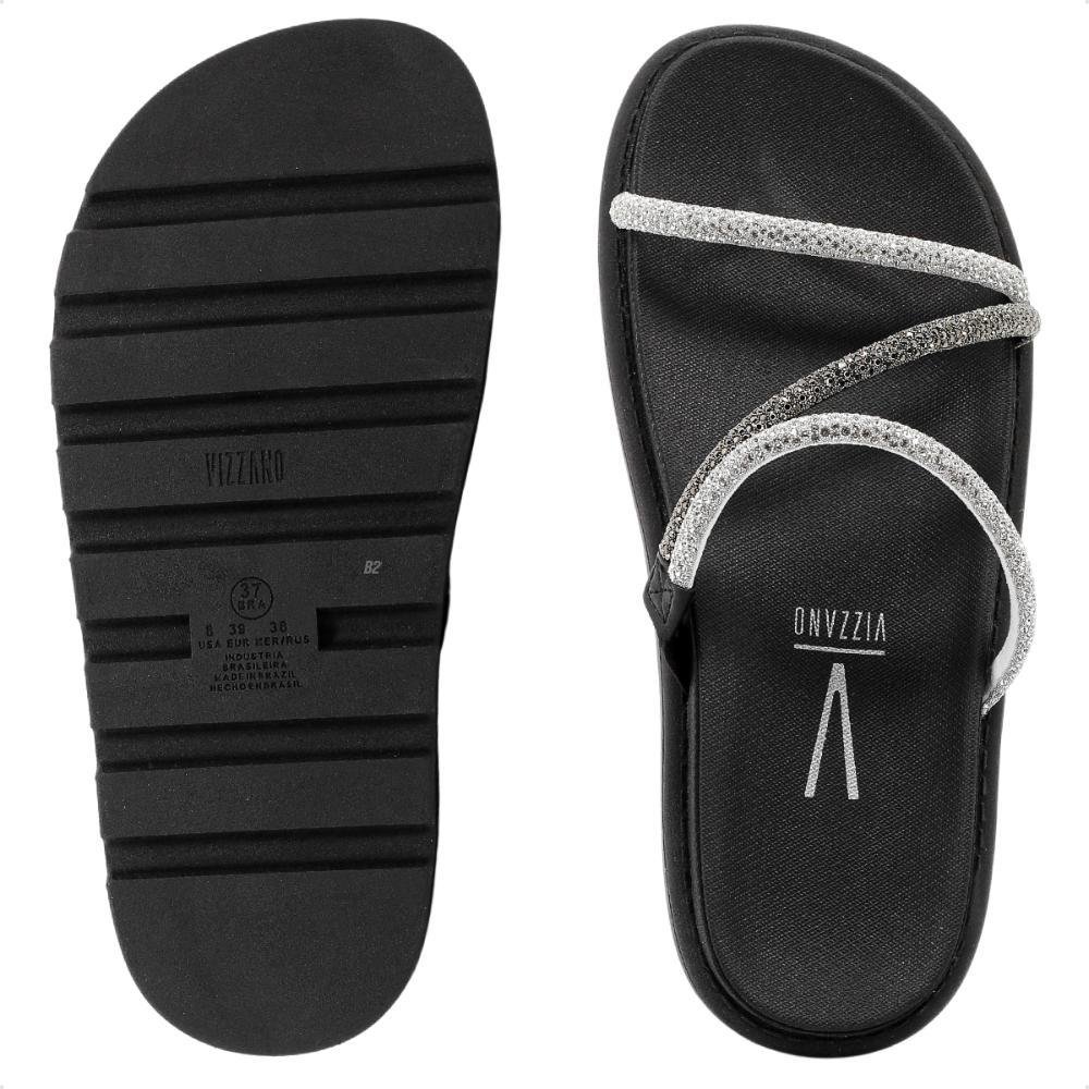 Sandália Papete Vizzano Strass Feminina Preto 6