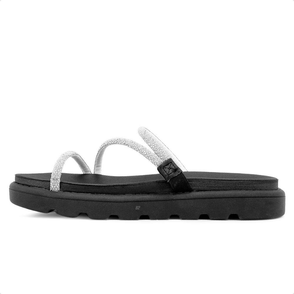 Sandália Papete Vizzano Strass Feminina Preto/Prata 2