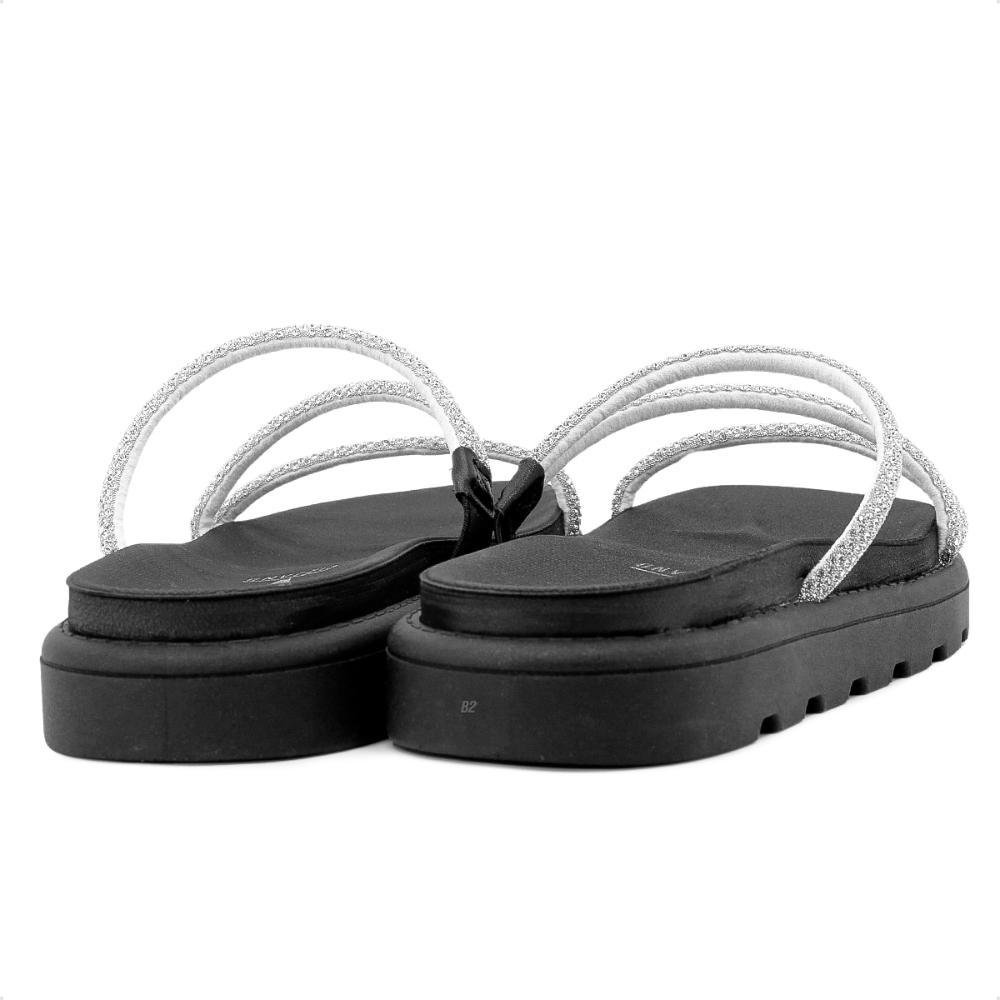 Sandália Papete Vizzano Strass Feminina Preto/Prata 5