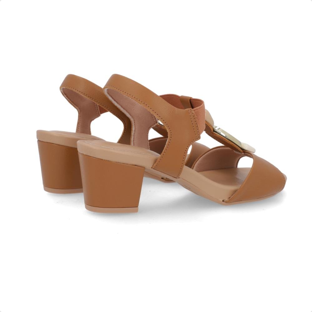 Sandália Usaflex Salto Bloco Enfeite Feminina Marrom/Bege 3