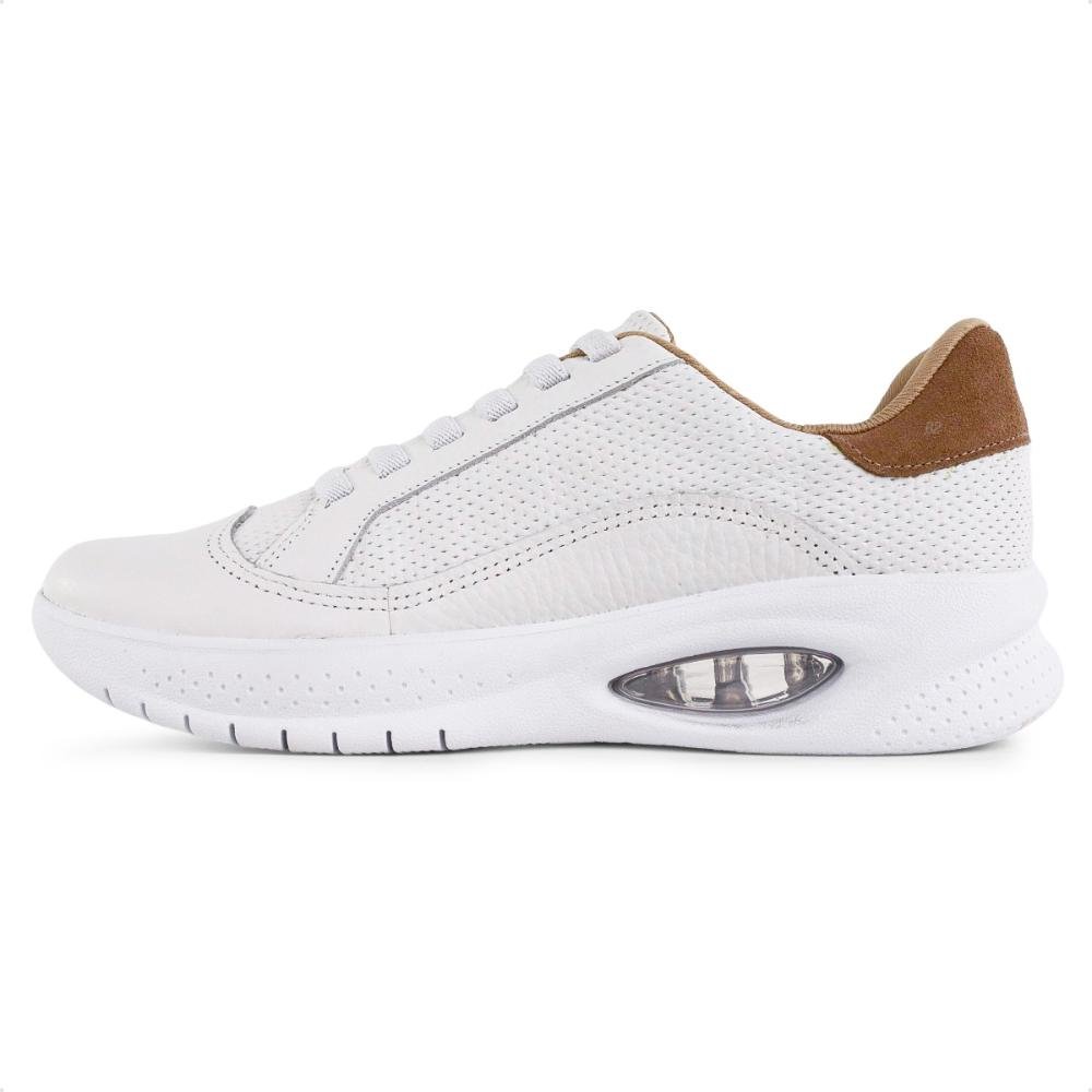 Tênis Usaflex Cadarço Elástico Feminino Branco/Marrom 2