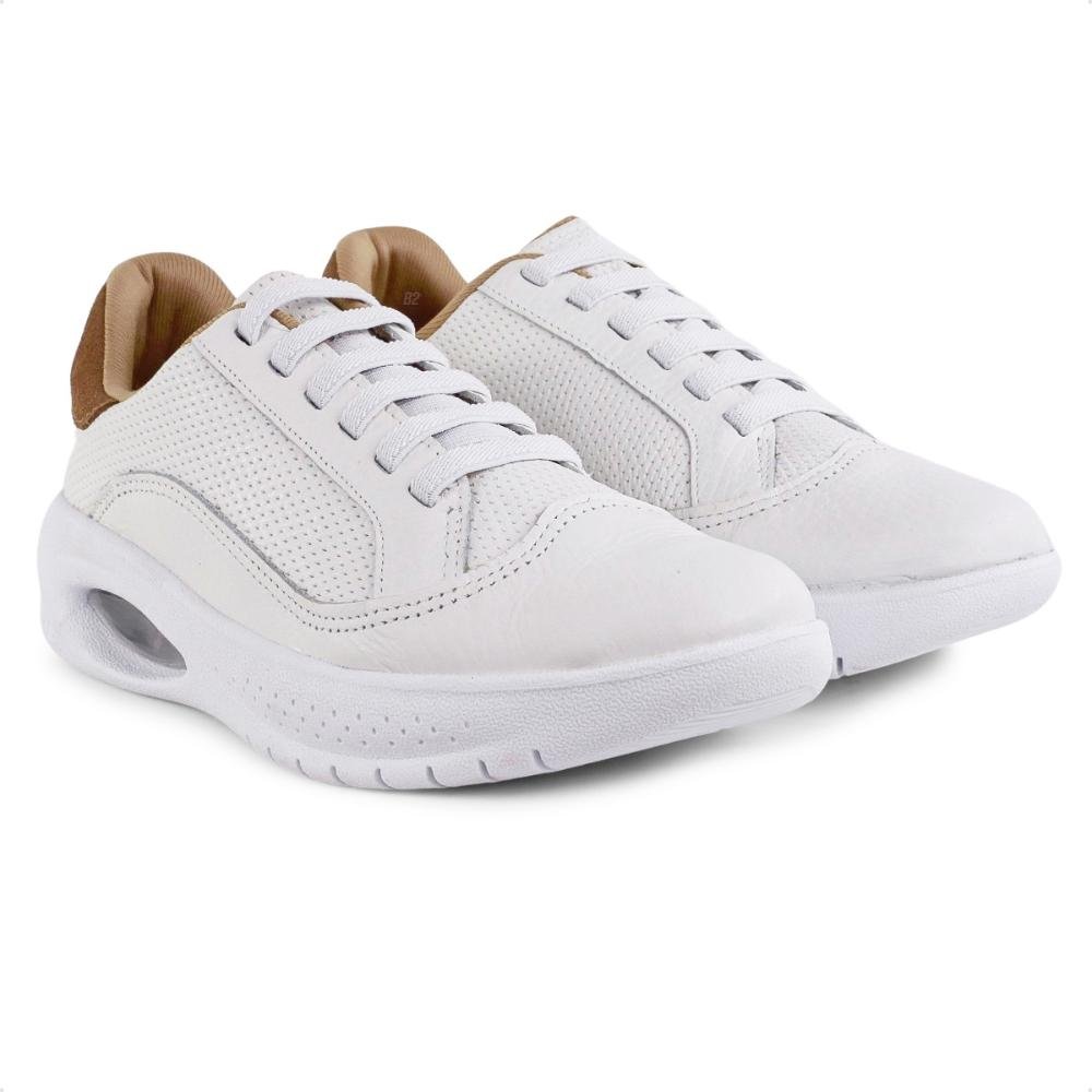 Tênis Usaflex Cadarço Elástico Feminino Branco/Marrom 3
