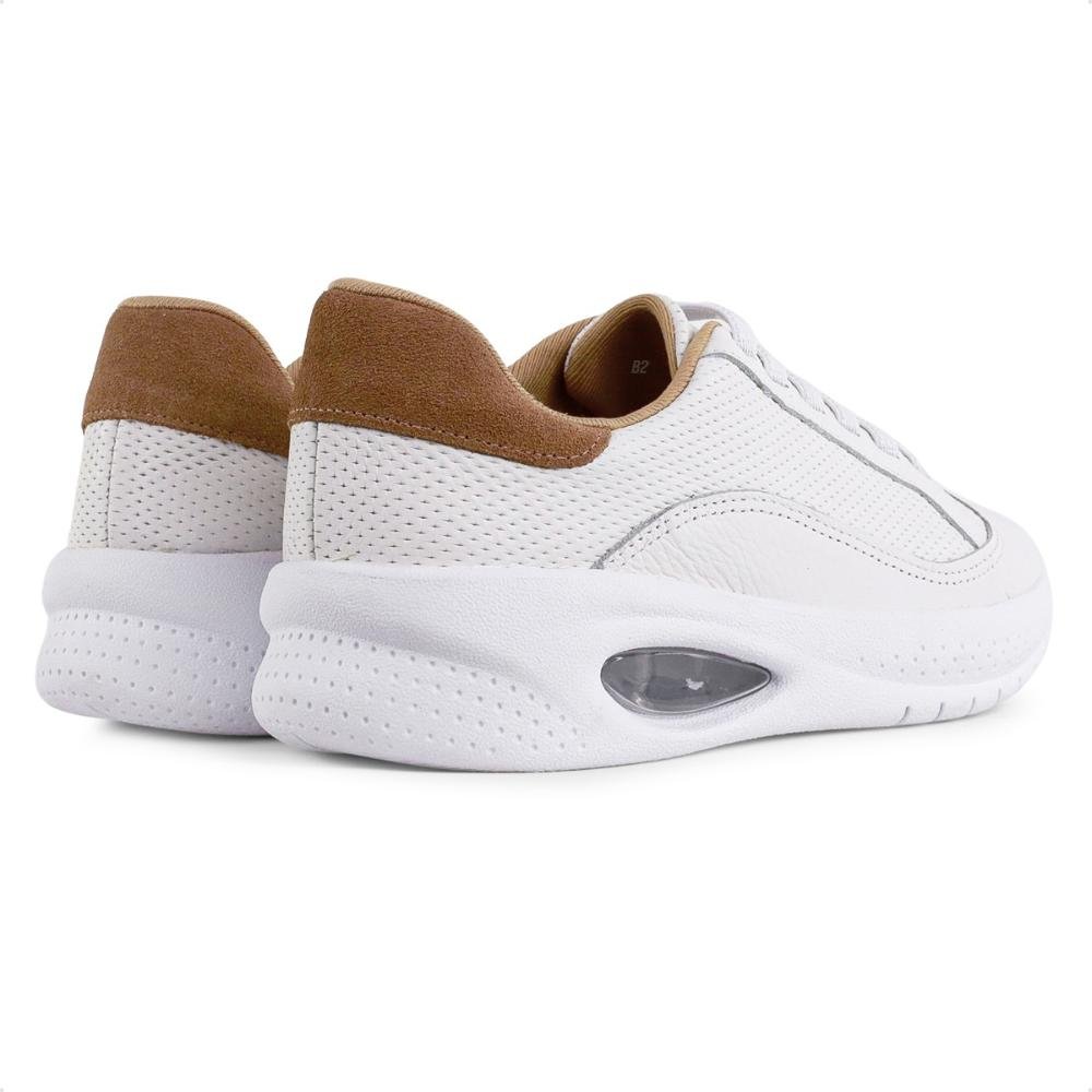 Tênis Usaflex Cadarço Elástico Feminino Branco/Marrom 5
