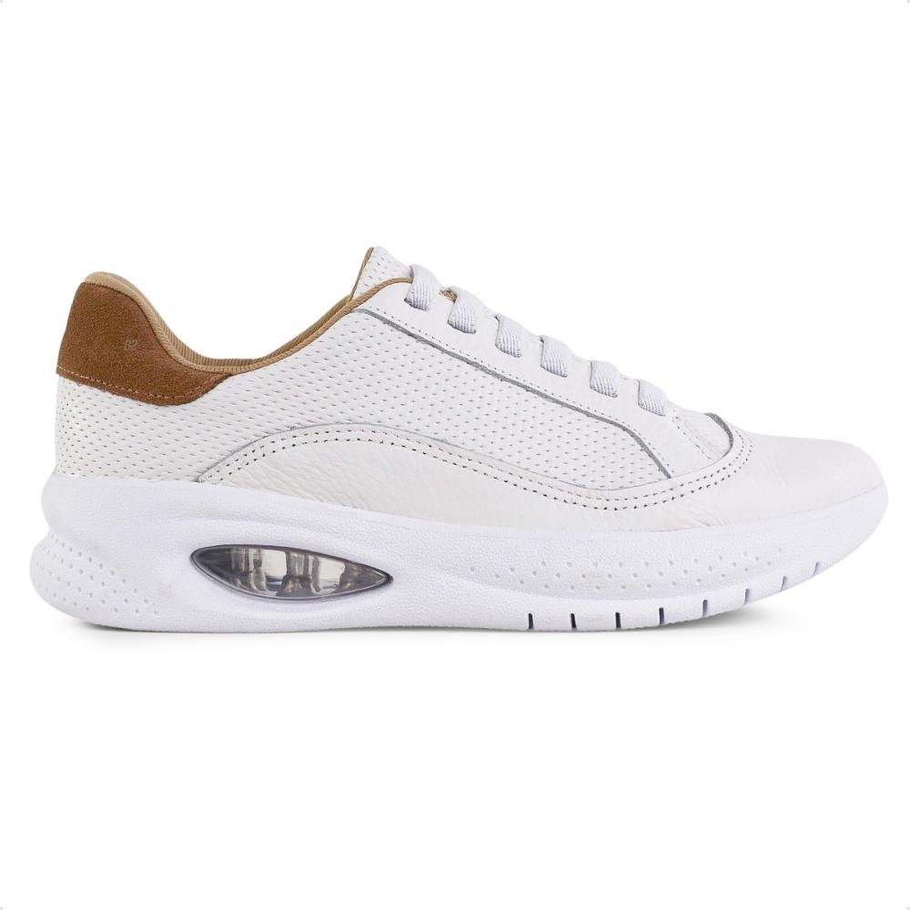 Tênis Usaflex Cadarço Elástico Feminino Branco/Marrom 7