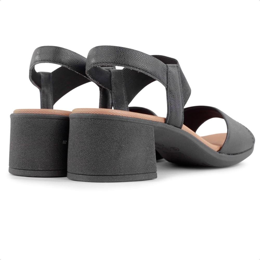 Sandália Usaflex Salto Bloco Elástico Feminina Preto/Bege 5