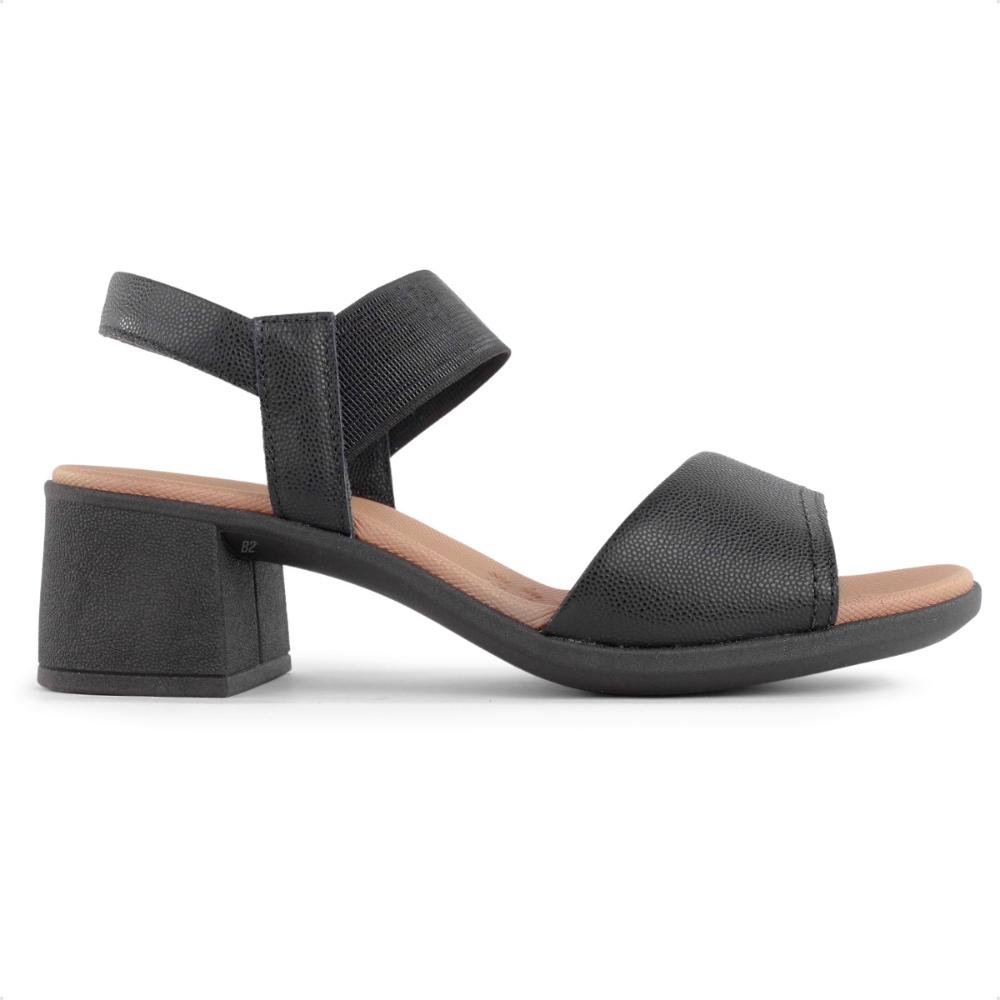 Sandália Usaflex Salto Bloco Elástico Feminina Preto/Bege 7