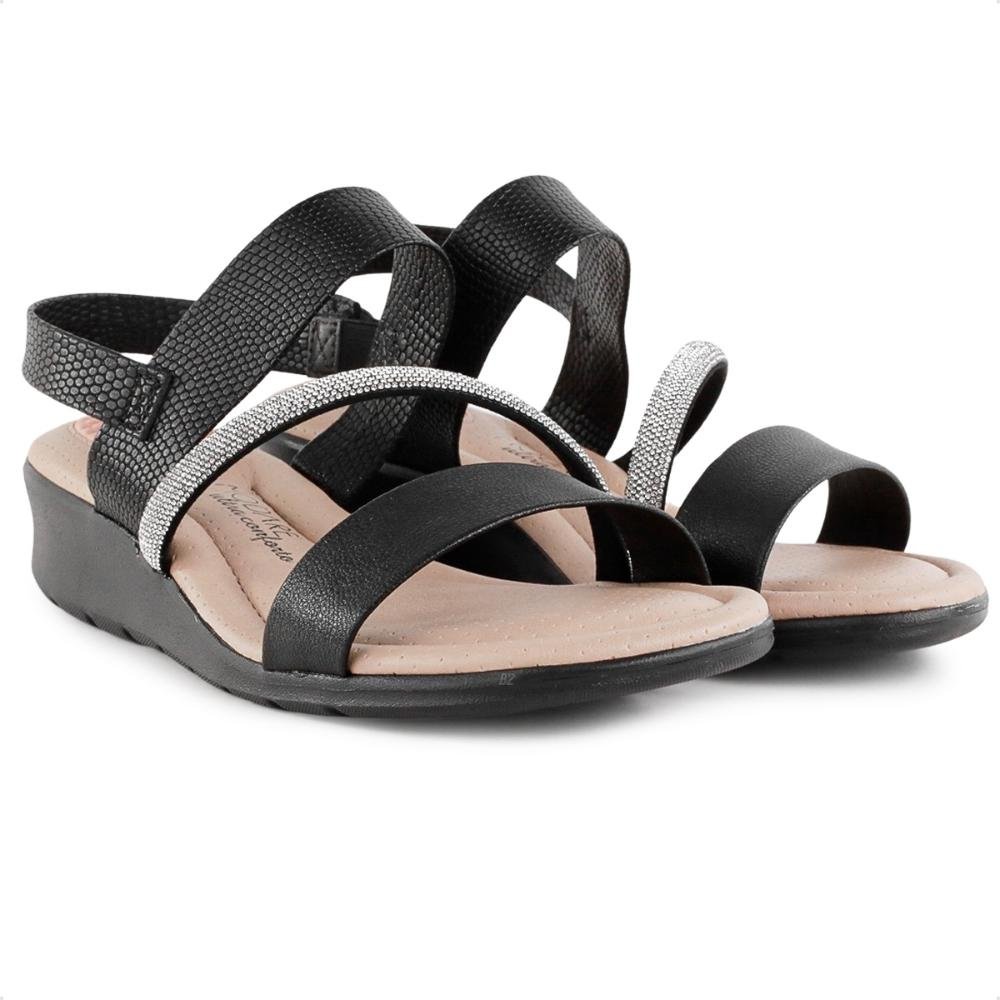 Sandália Modare Plataforma Strass Feminina Preto 3
