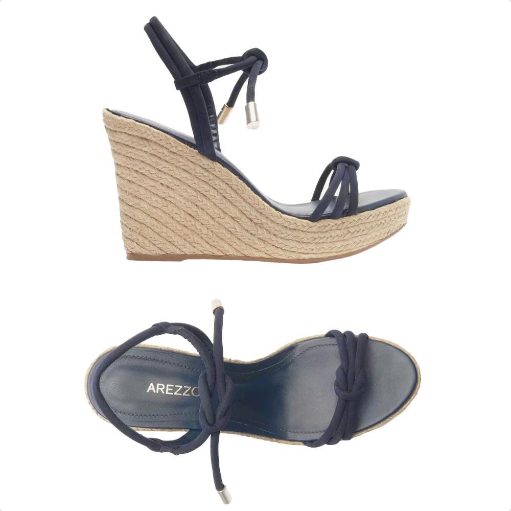 Sandália Arezzo Nobuck Salto Plataforma Nó Feminina Marinho 4