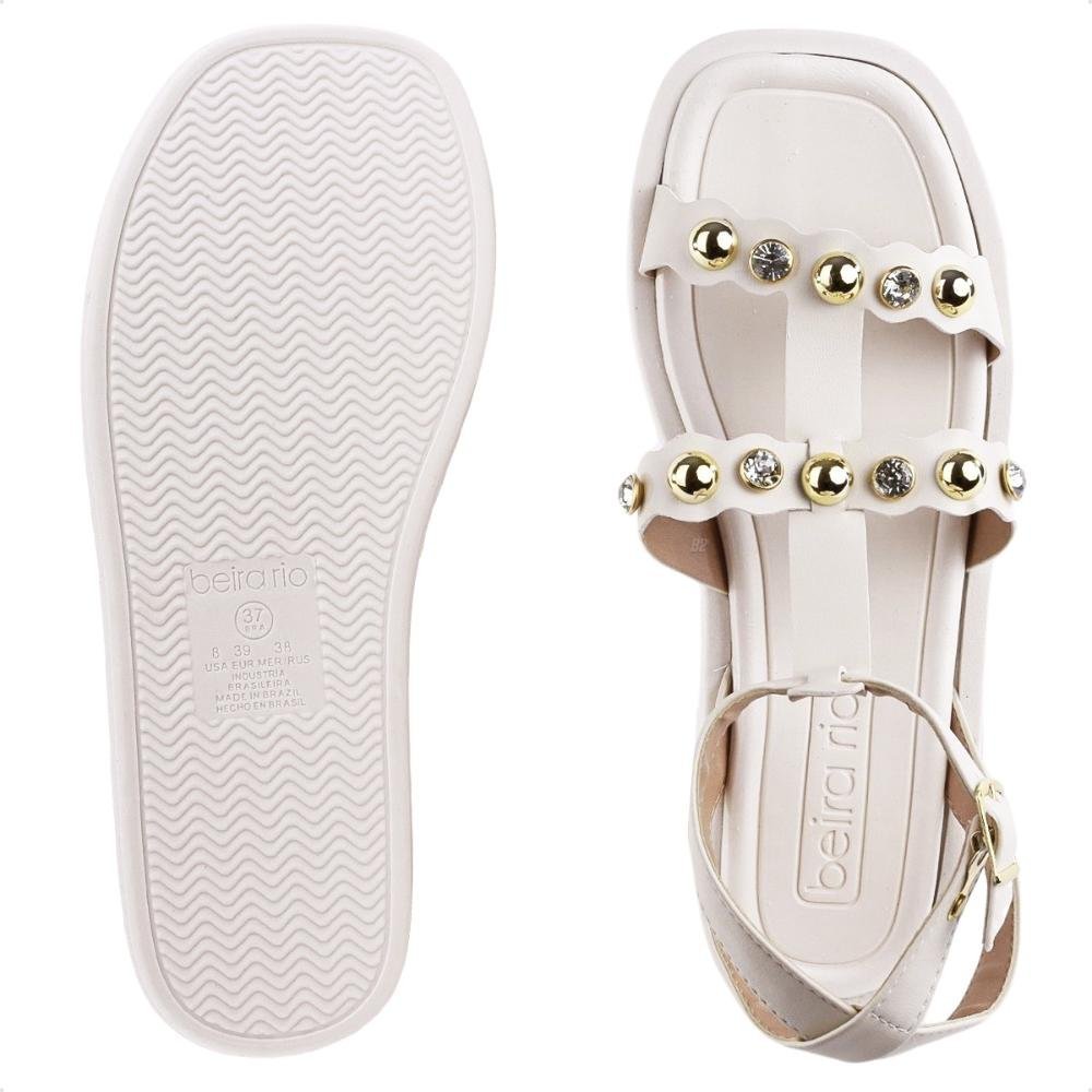 Sandália Beira Rio Plataforma Pedraria Feminina Branco 6