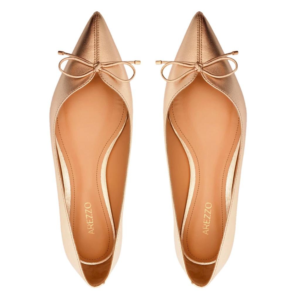 Sapatilha Arezzo Bico Fino Laço City Feminina Dourado