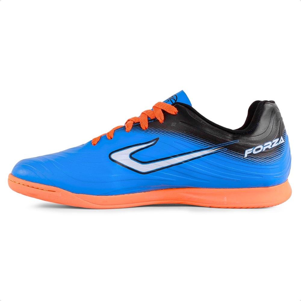 Chuteira Futsal Topper Forza III Unissex Azul/Laranja 2