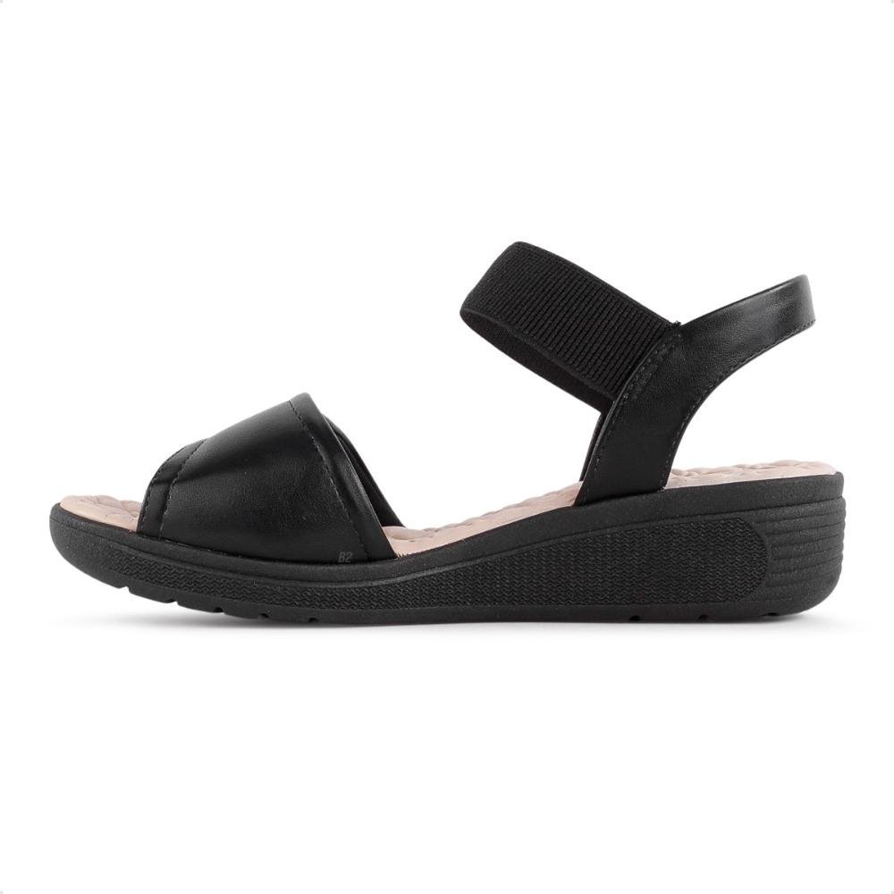 Sandália Comfortflex Anabela Feminina Preto/Bege 2