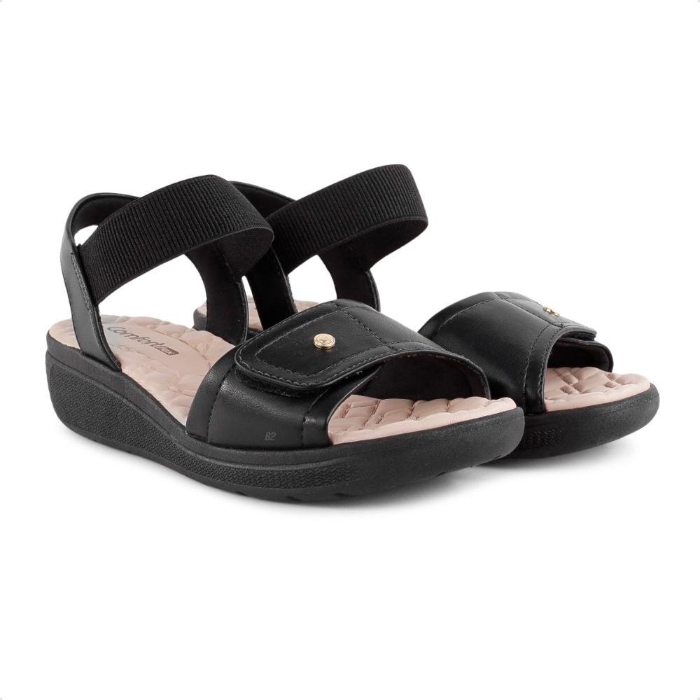 Sandália Comfortflex Anabela Feminina Preto/Bege 3