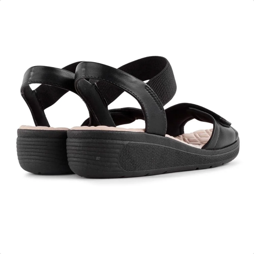 Sandália Comfortflex Anabela Feminina Preto/Bege 5