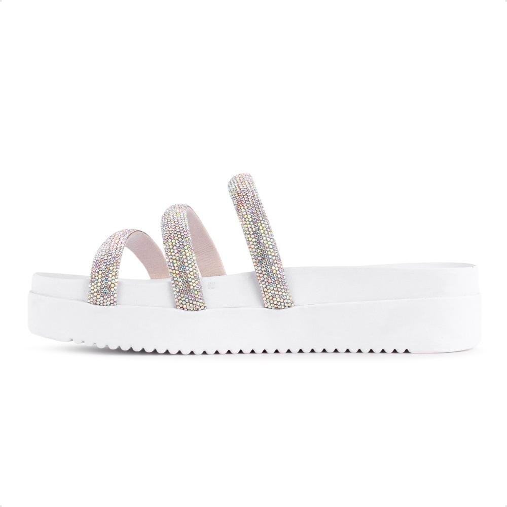 Sandalia Ramarim Papete Strass Feminino Branco/Prata 3
