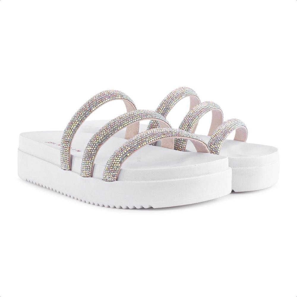 Sandalia Ramarim Papete Strass Feminino Branco/Prata 4