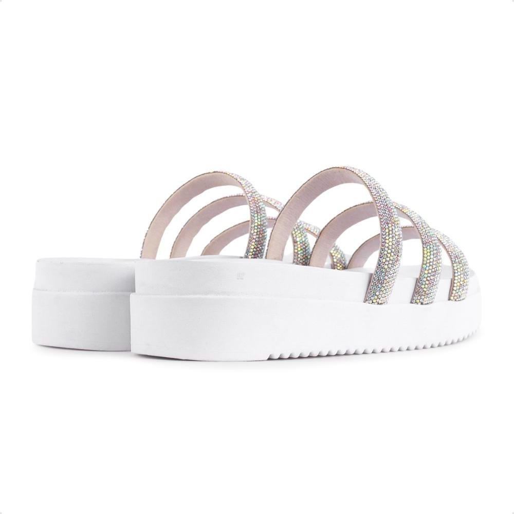 Sandalia Ramarim Papete Strass Feminino Branco/Prata 6