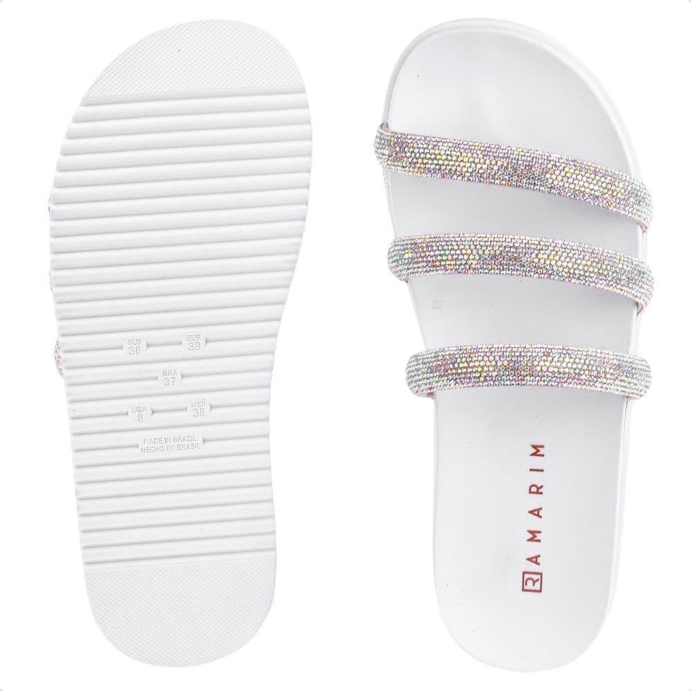 Sandalia Ramarim Papete Strass Feminino Branco/Prata 7