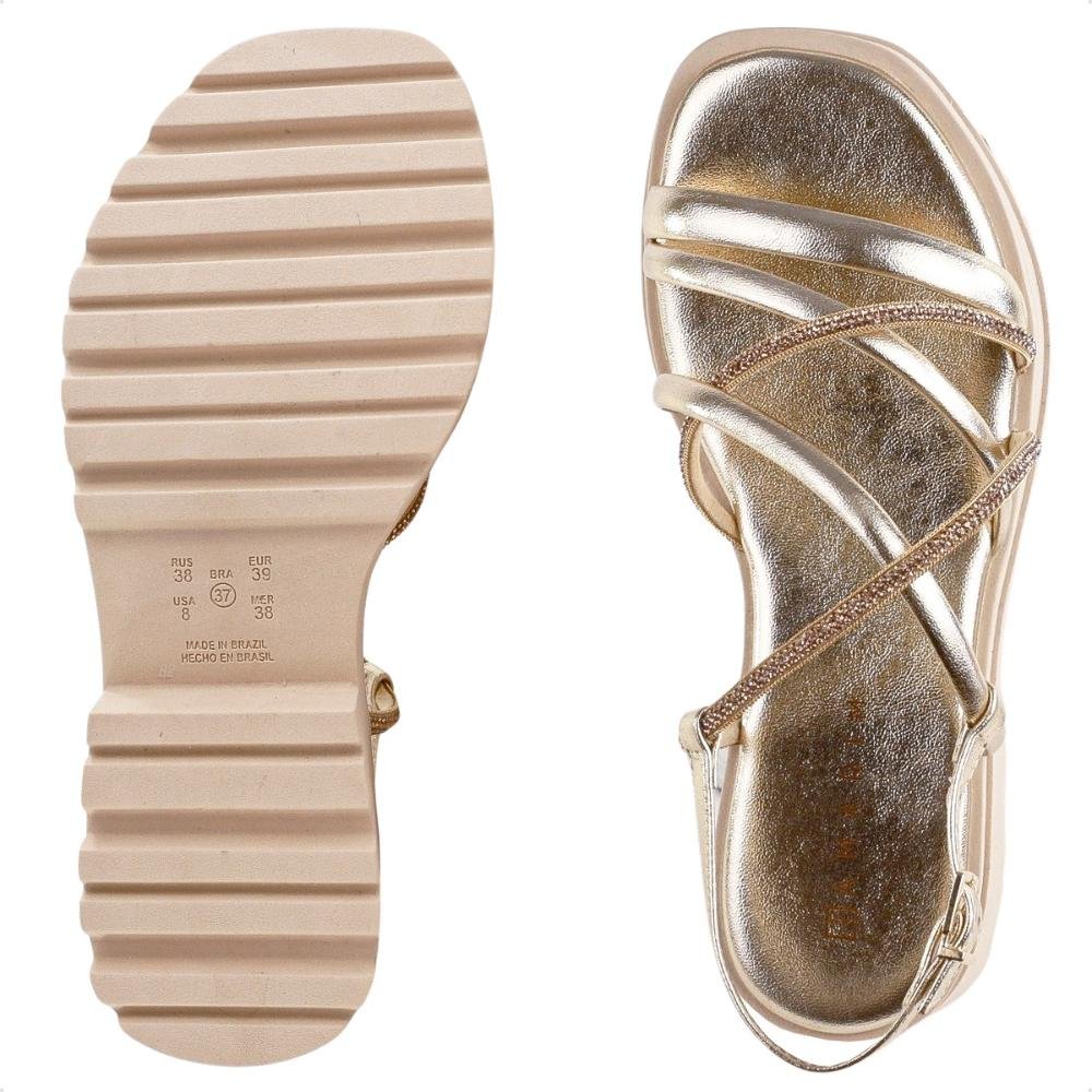 Sandália Ramarim Tratorada Tiras Feminina Bege/Dourado 6