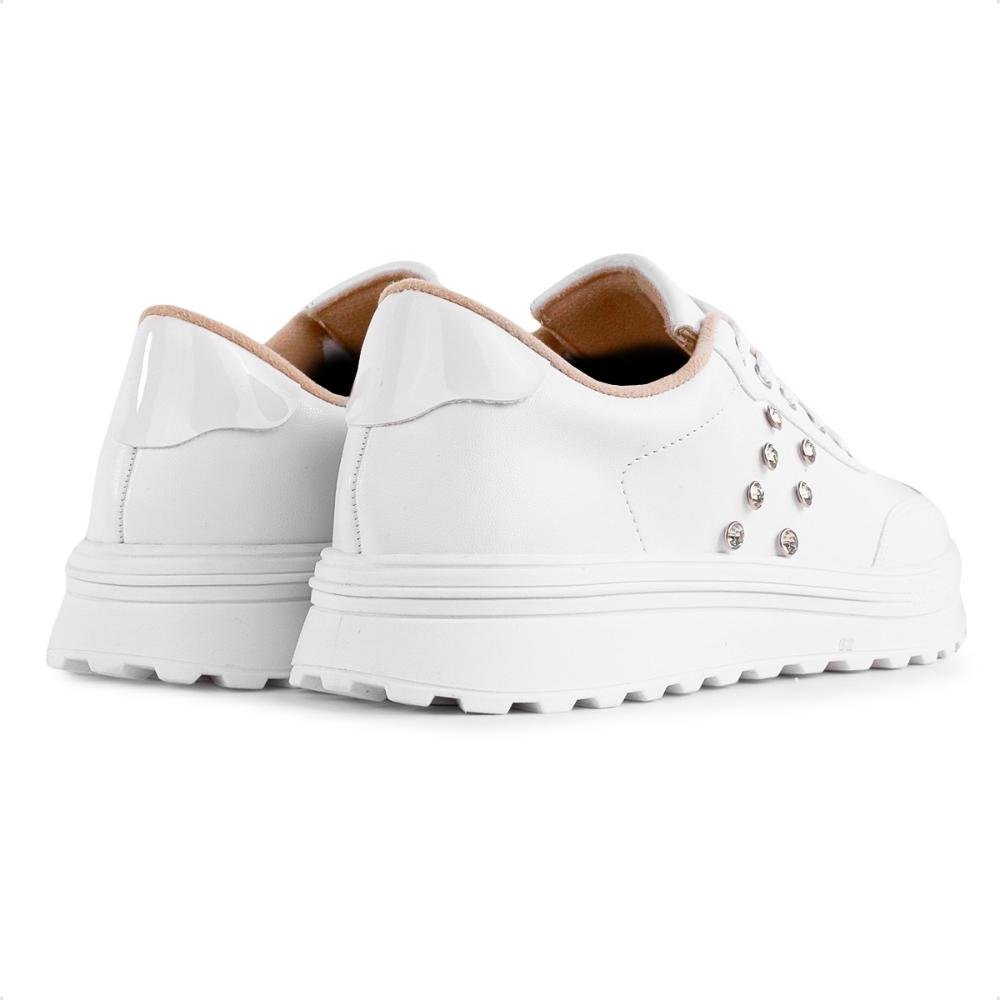 Tênis Casual Moleca Cadarço Feminino Branco 5