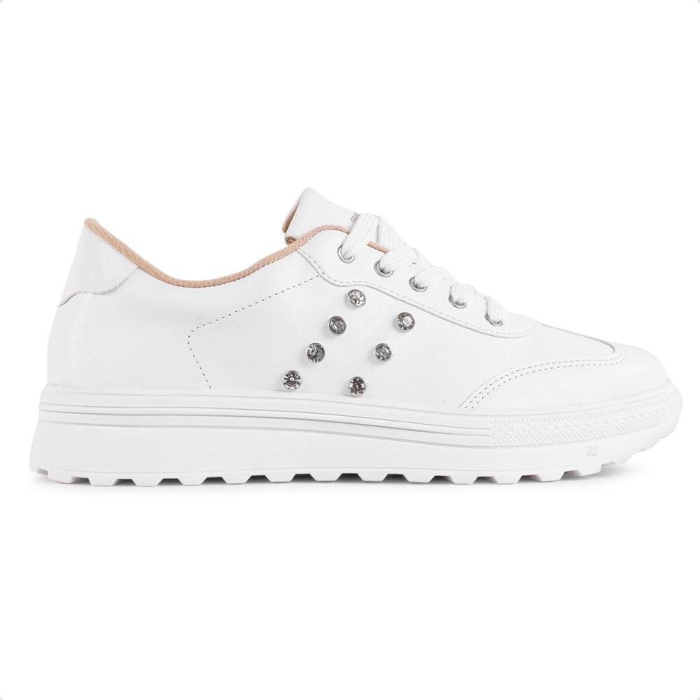Tênis Casual Moleca Cadarço Feminino Branco 1
