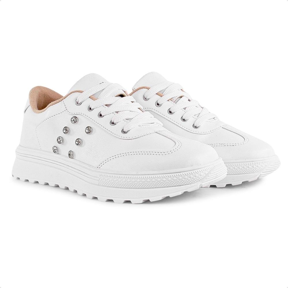 Tênis Casual Moleca Cadarço Feminino Branco 3