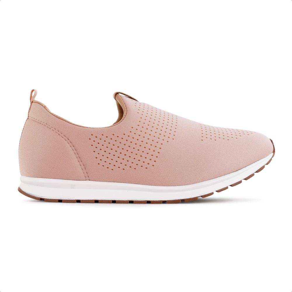 Tênis Via Uno Slip On Casual Feminino Bege 1