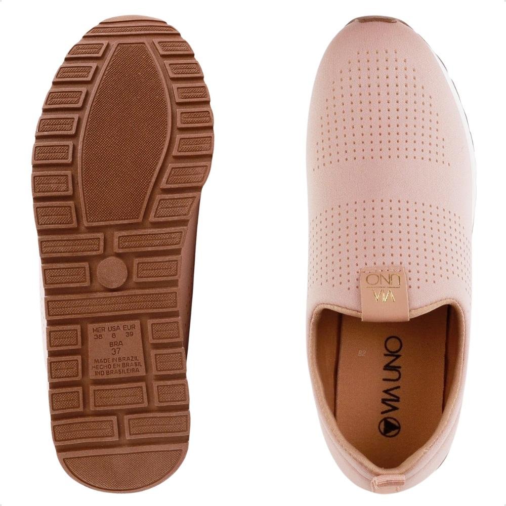 Tênis Via Uno Slip On Casual Feminino Bege 6