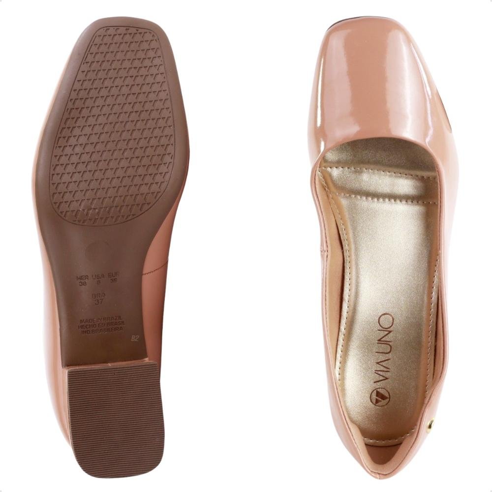 Sapato Via Uno Verniz Feminino Bege 6