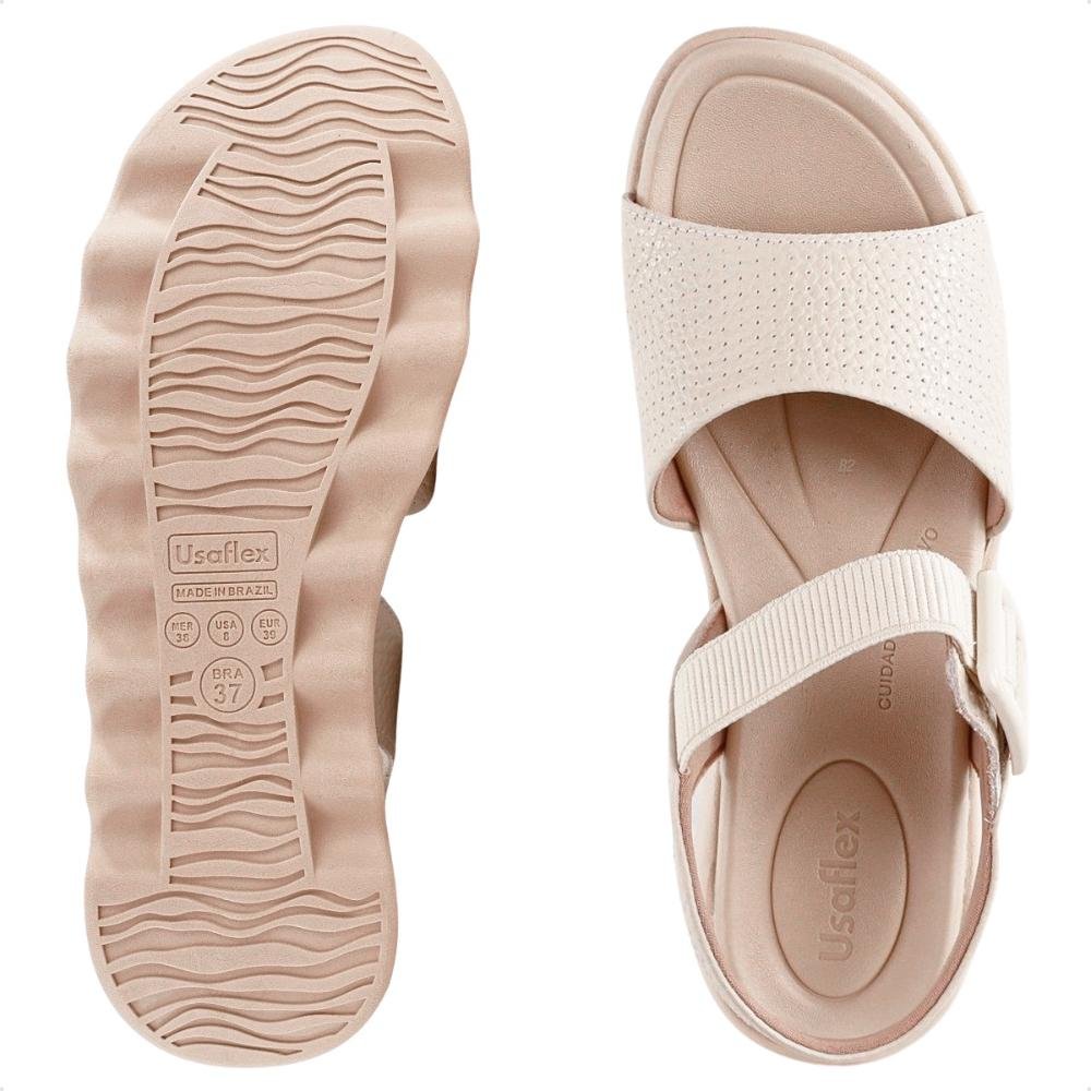 Sandália Usaflex Fivela Feminina Bege 6