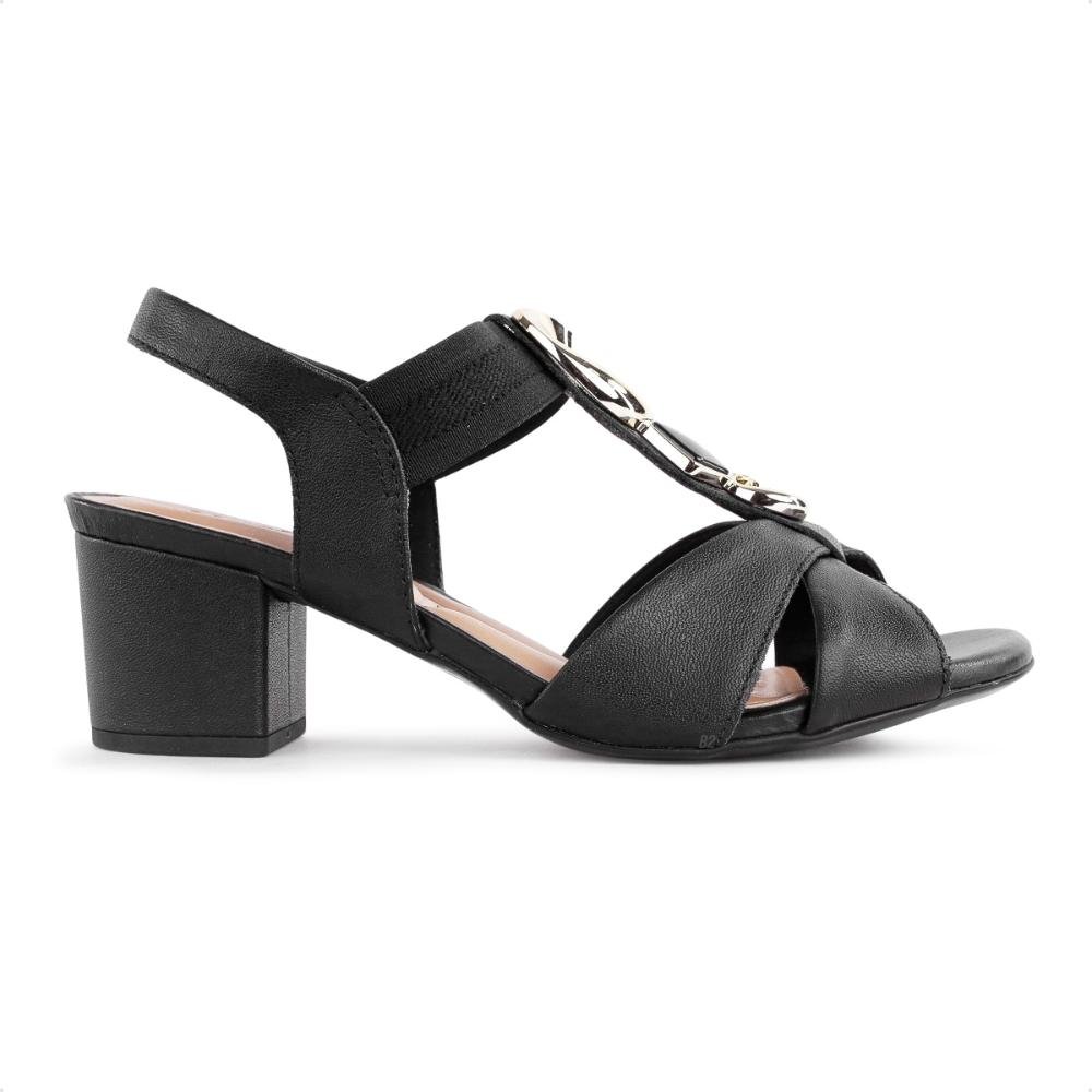 Sandália Usaflex Salto Bloco Pedraria Feminina Preto 1