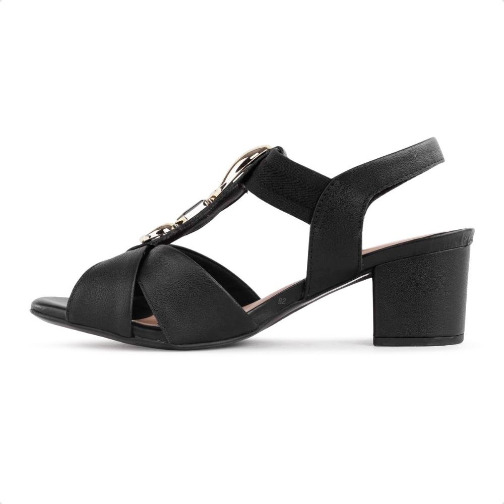 Sandália Usaflex Salto Bloco Pedraria Feminina Preto 2