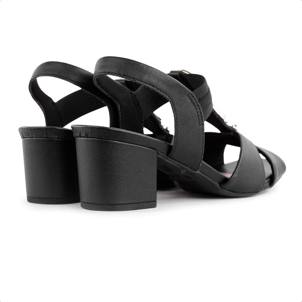 Sandália Usaflex Salto Bloco Pedraria Feminina Preto 5