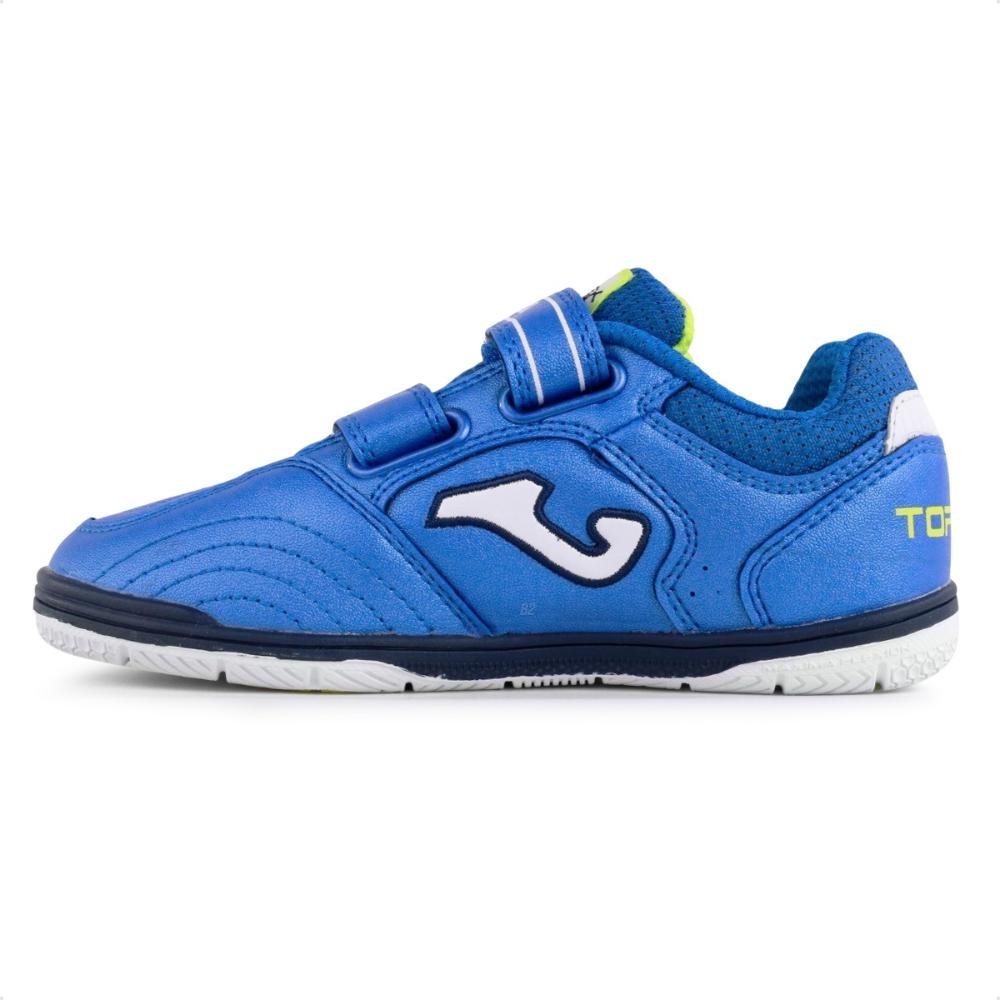 Chuteira Futsal Joma Fecho Fixador Top Flex JR Azul/Branco 2