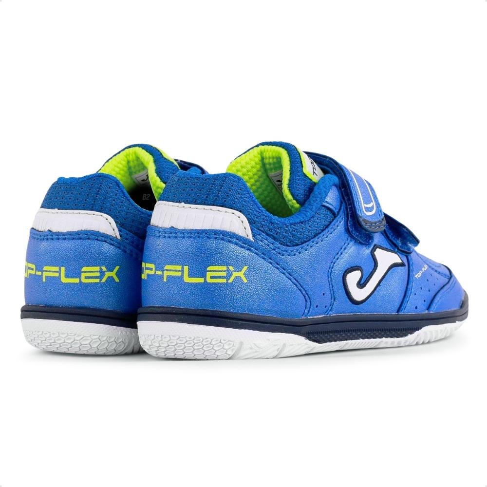 Chuteira Futsal Joma Fecho Fixador Top Flex JR Azul/Branco 3