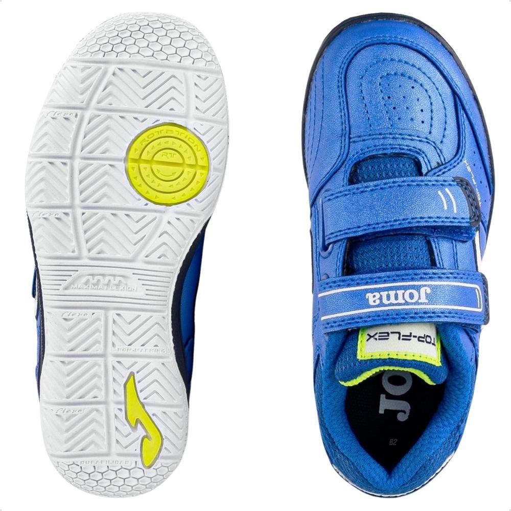 Chuteira Futsal Joma Fecho Fixador Top Flex JR Azul/Branco 5