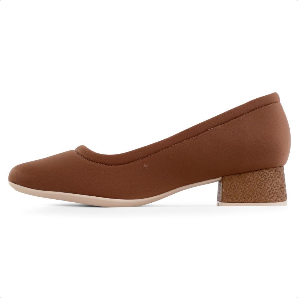 Scarpin Comfortflex Salto Bloco Feminino Marrom 2