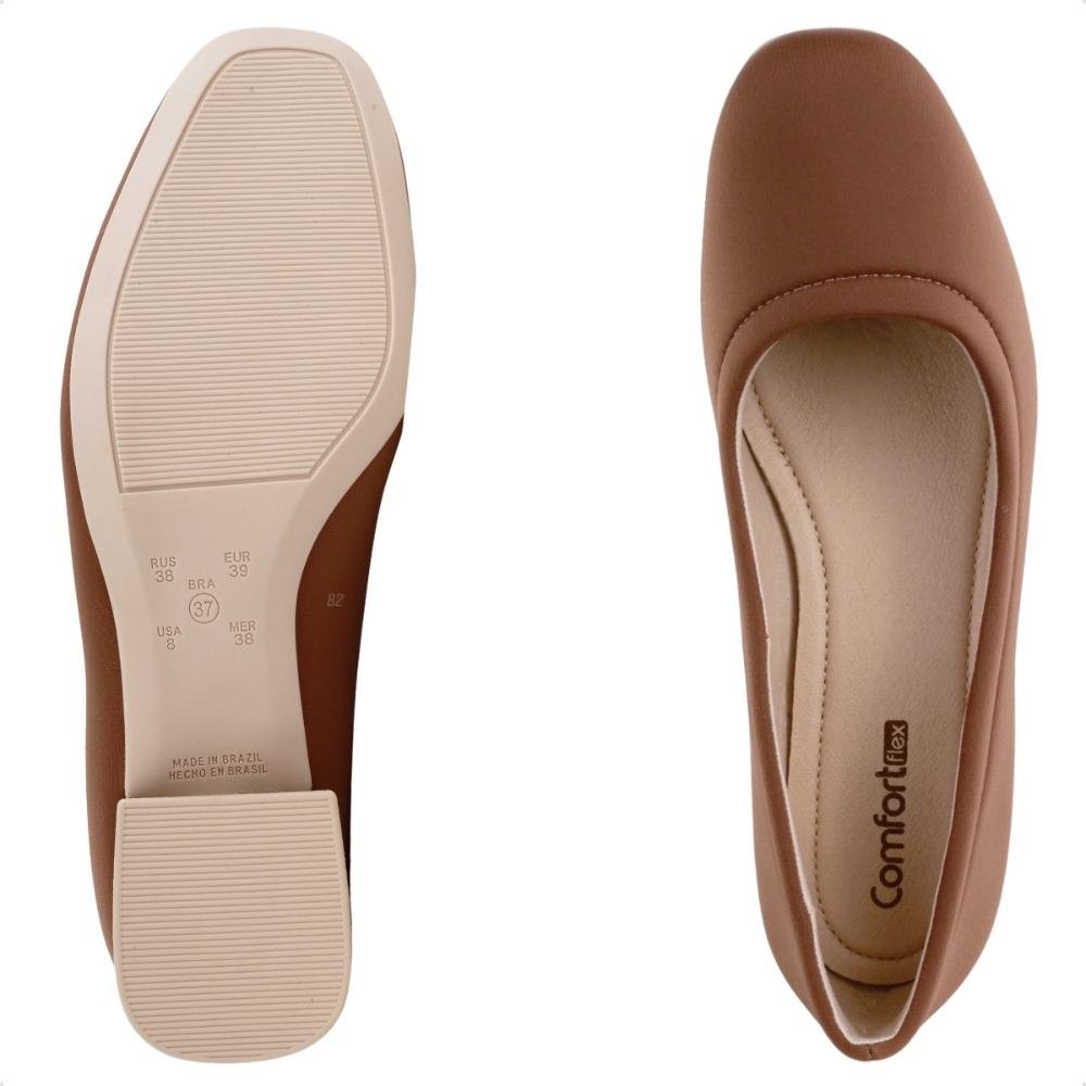 Scarpin Comfortflex Salto Bloco Feminino Marrom 6