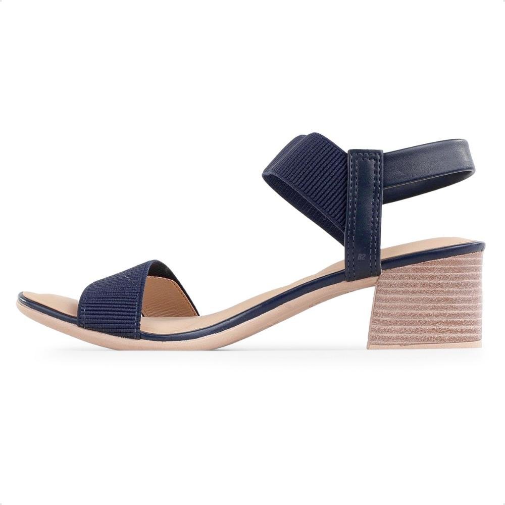 Sandália Comfortflex Salto Bloco Elástico Feminina Azul Marinho 2