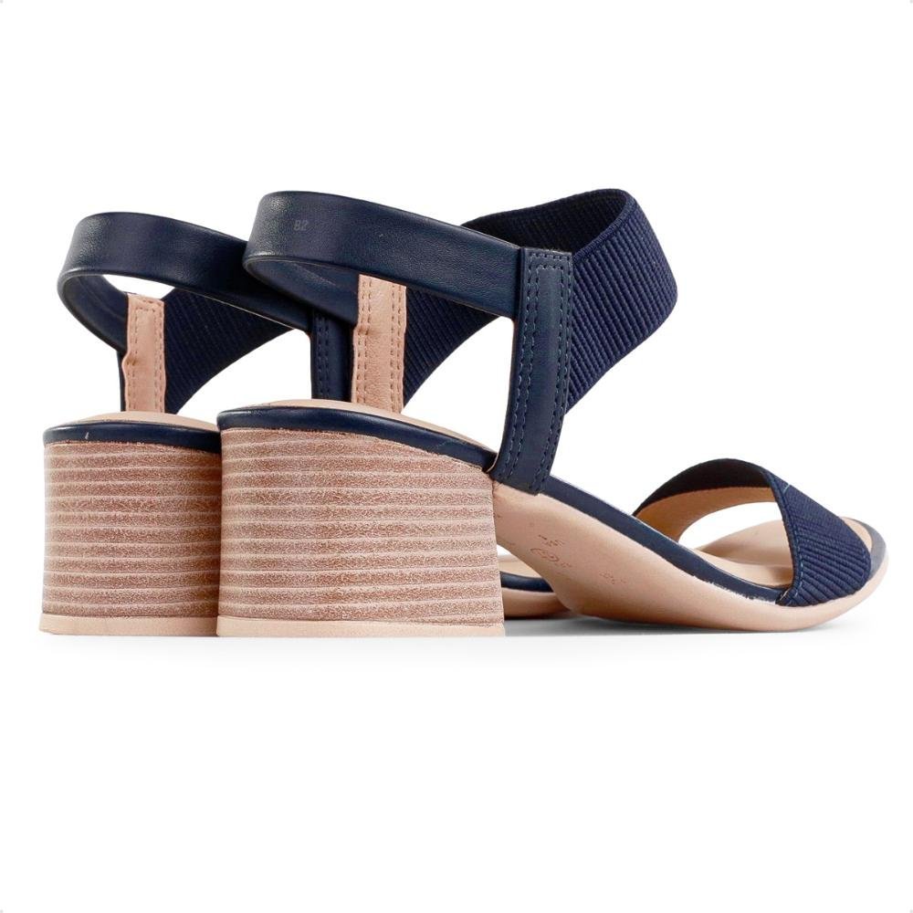 Sandália Comfortflex Salto Bloco Elástico Feminina Azul Marinho 5